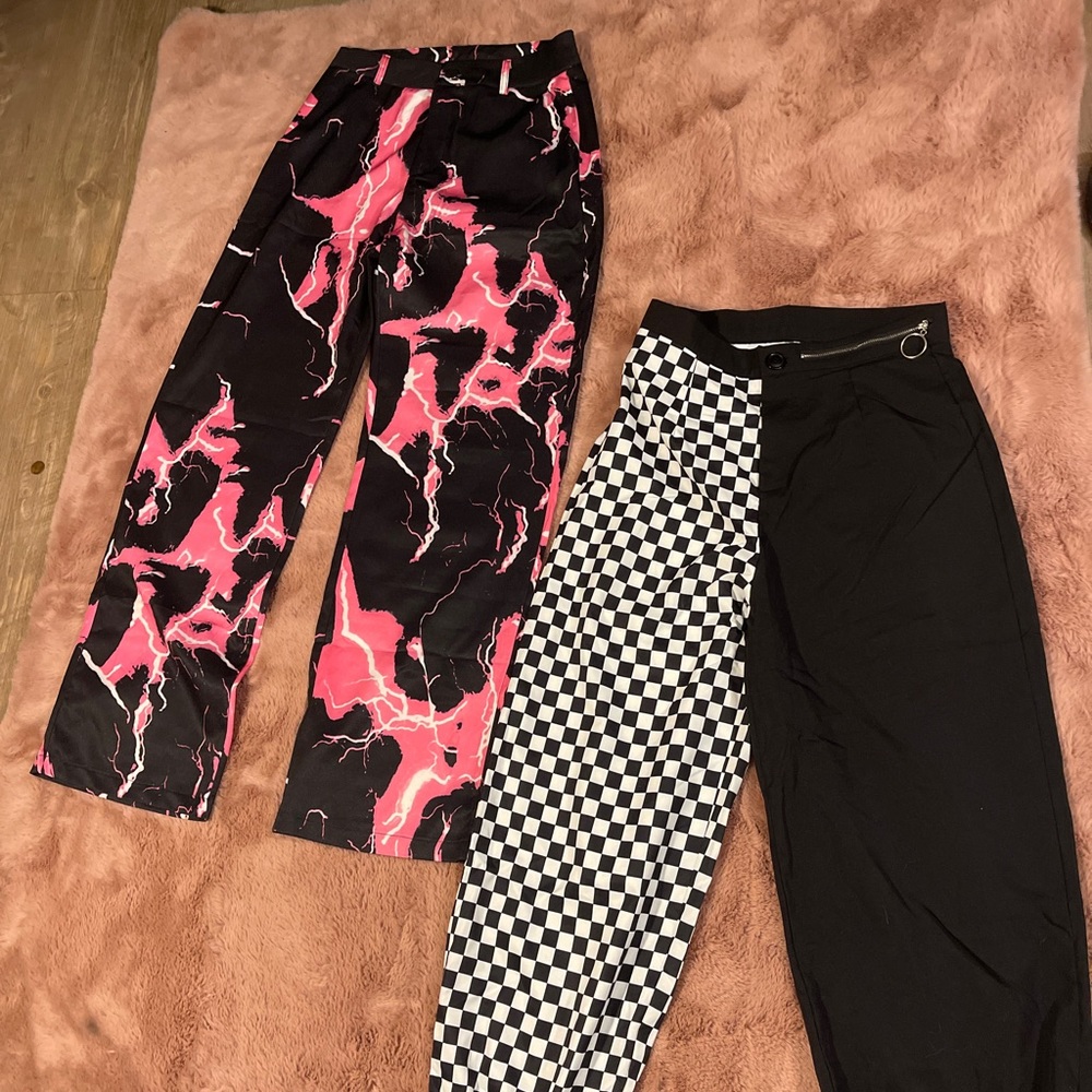 Black and pink vintage electric pants.